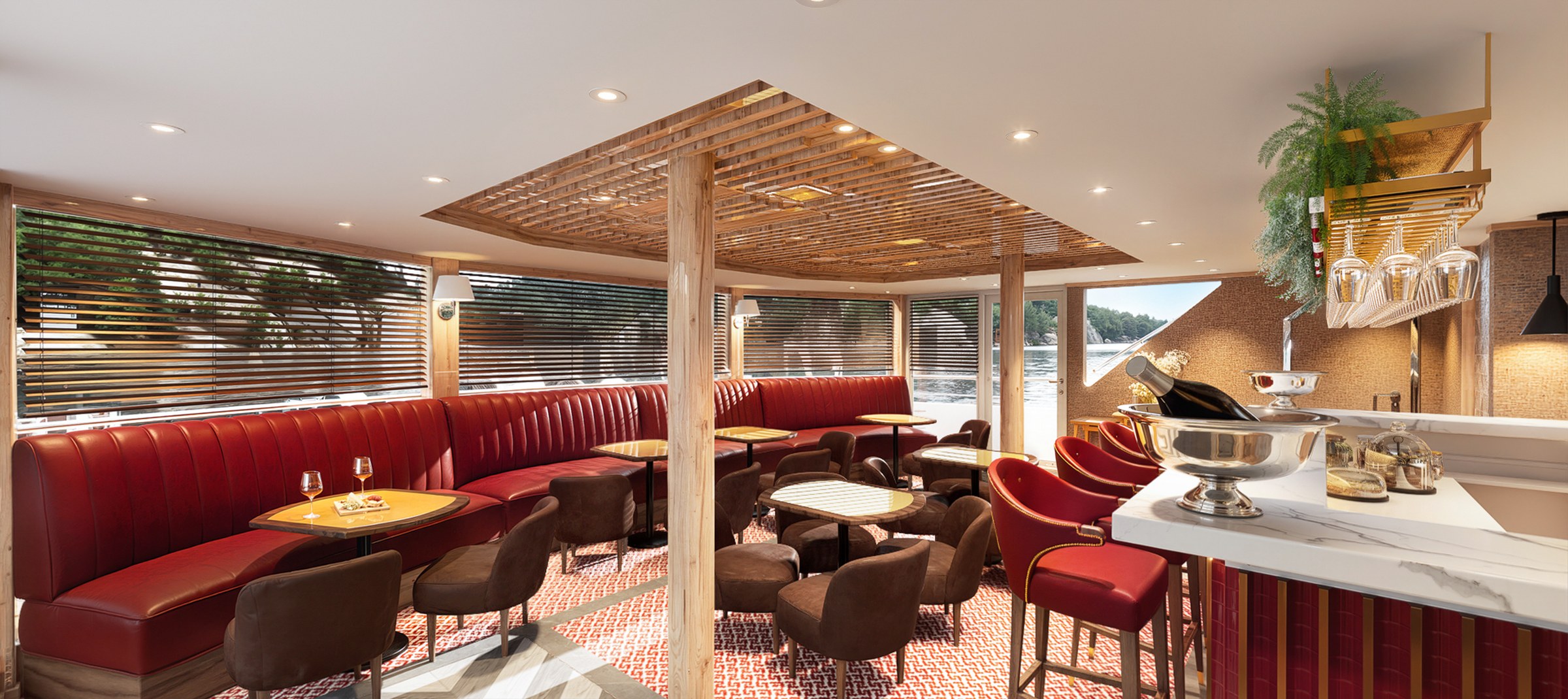 S.S. São Rafael – Wine bar seating (rendering)