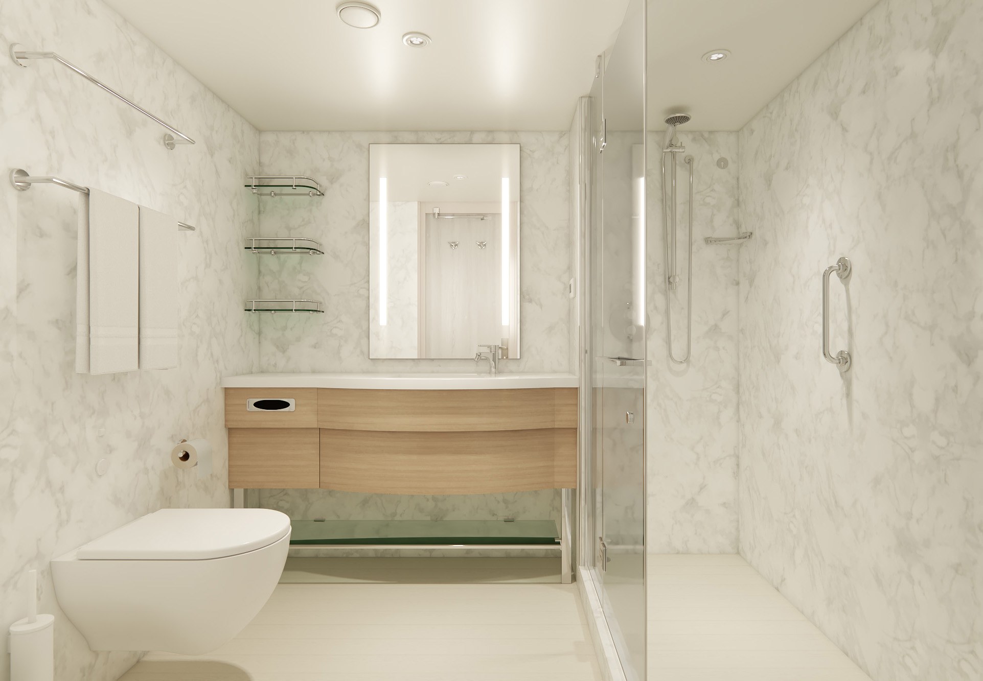 Sun Princess stateroom bathroom (rendering)